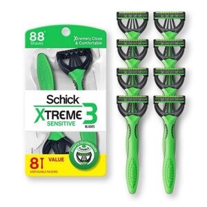 Schick 3 Blade Disposable Razors for Men, 8 Ct, Men's Sensitive Skin Manual
